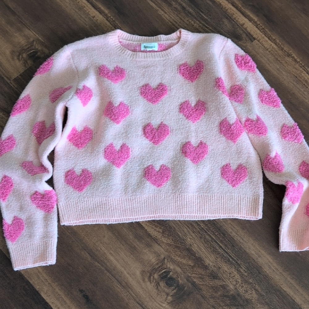 &Merci Pink Heart Pattern Sweater